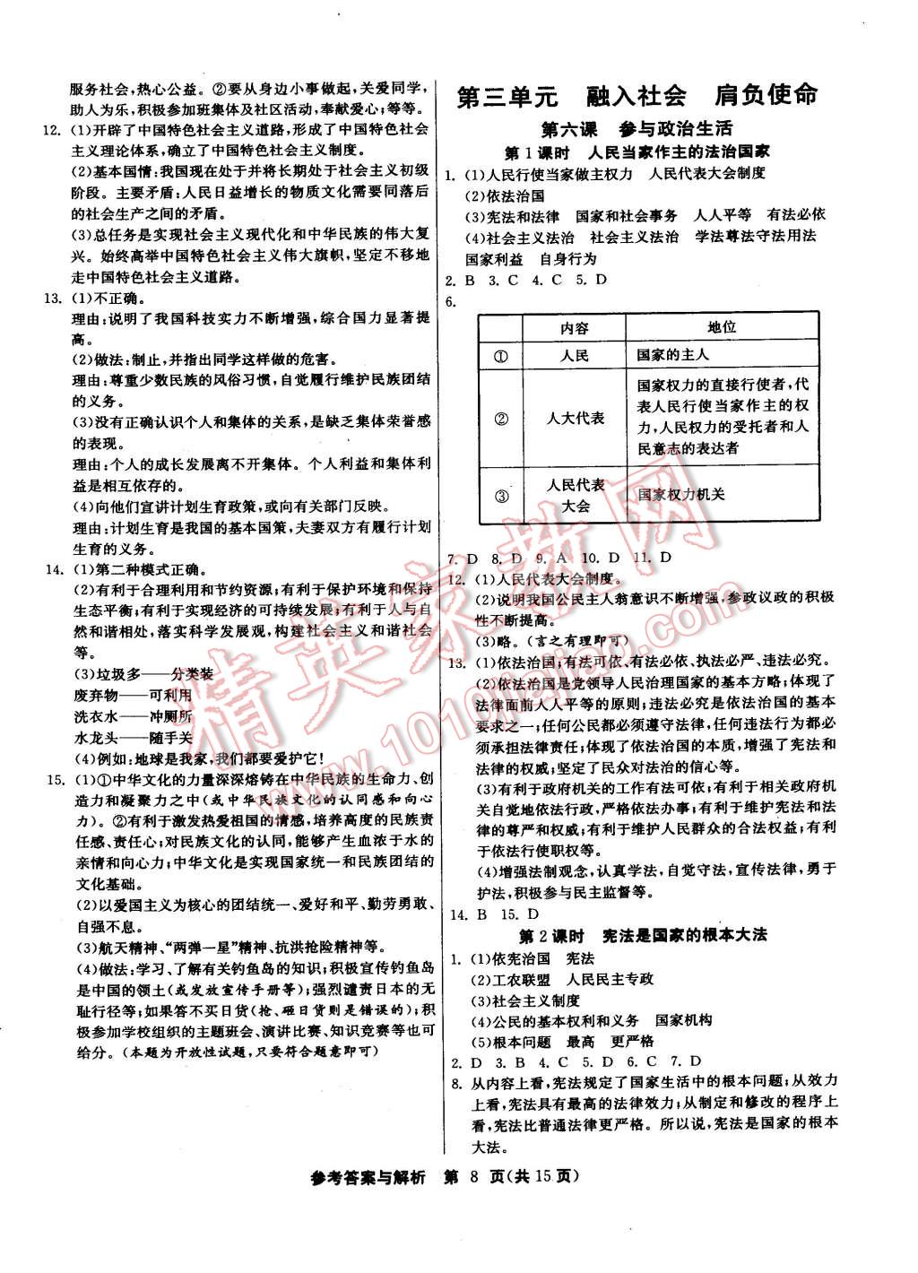 2014年課時訓練九年級思想品德全一冊人教版 第8頁