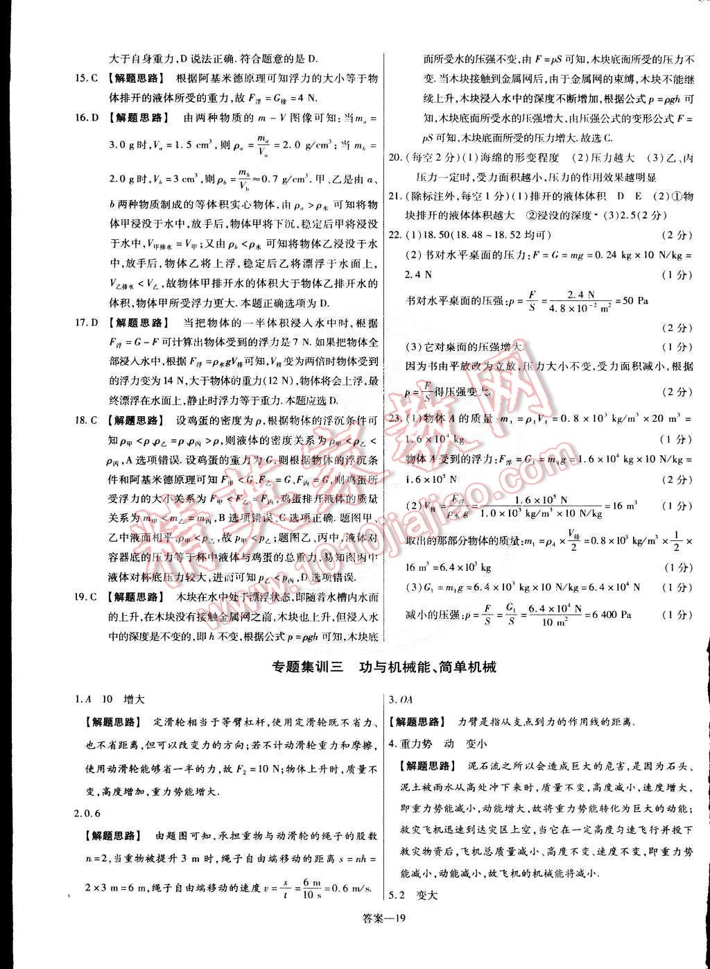 2015年金考卷活頁題選八年級物理下冊滬科版 第19頁