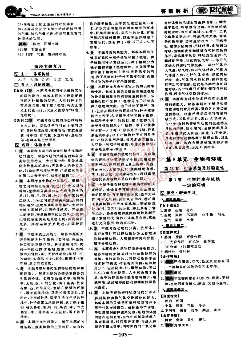 2015年世纪金榜金榜学案八年级生物下册北师大版 第10页