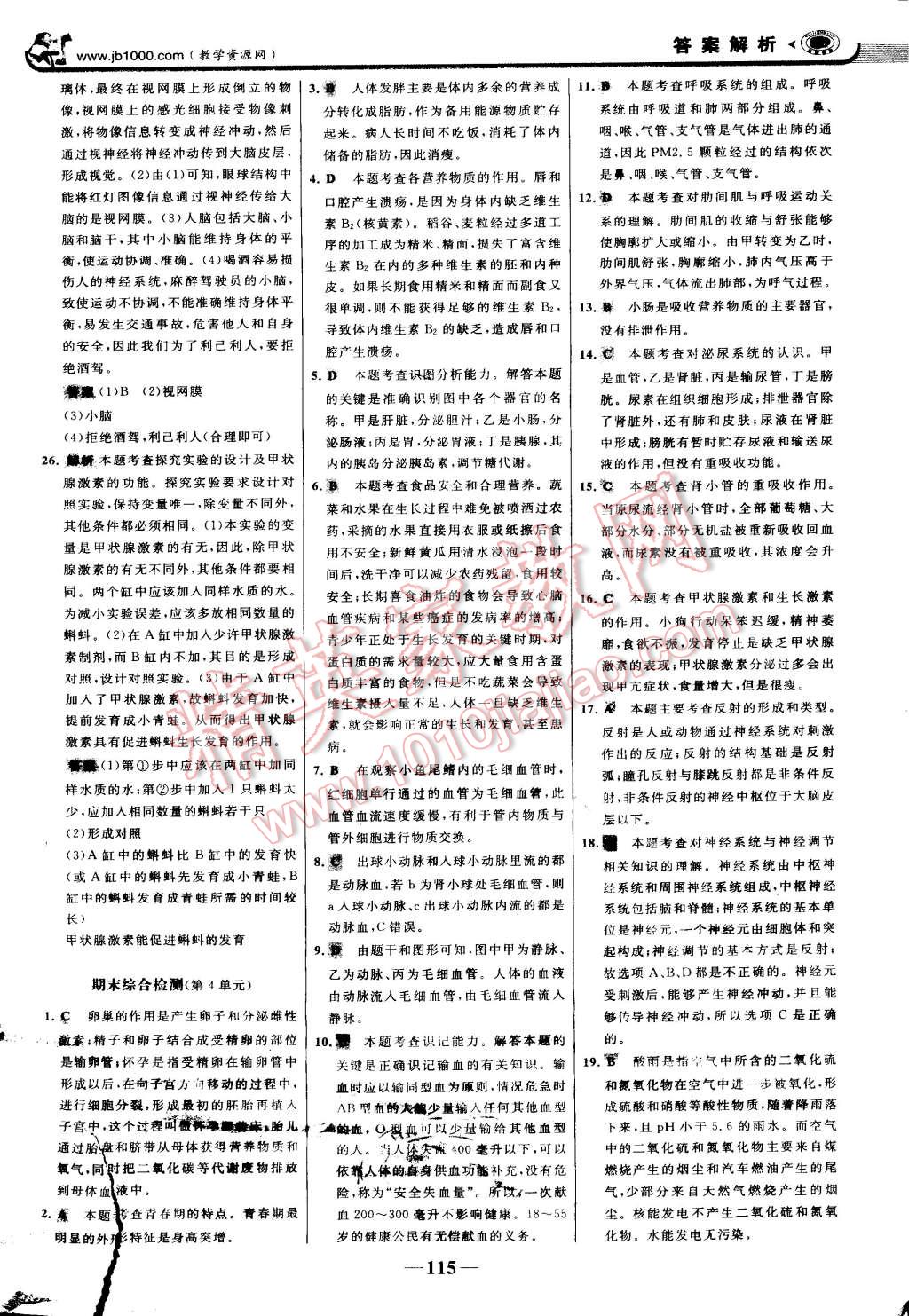 2015年世纪金榜金榜学案七年级生物下册苏教版 第30页