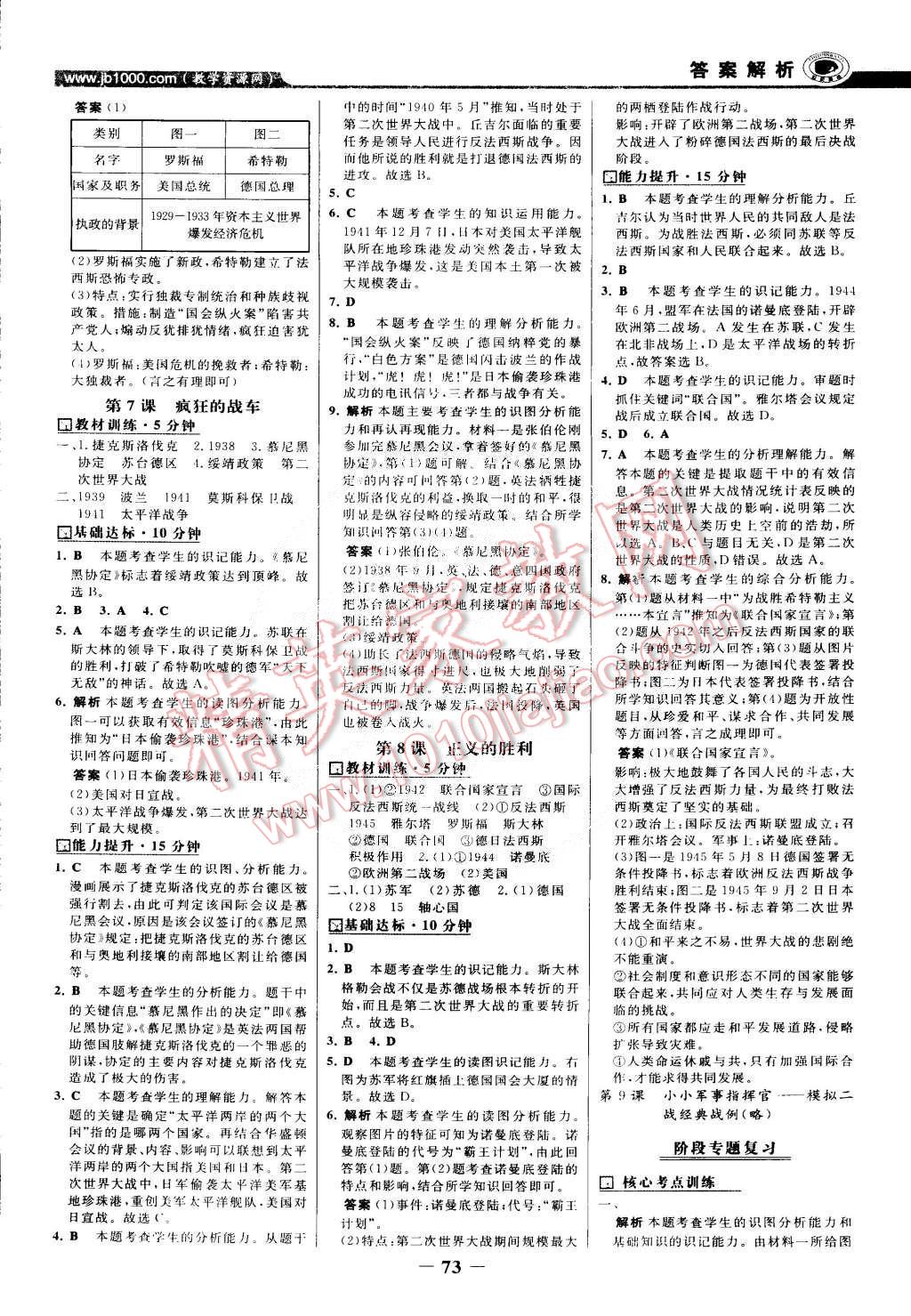 2015年世紀(jì)金榜百練百勝九年級歷史下冊北師大版 第4頁