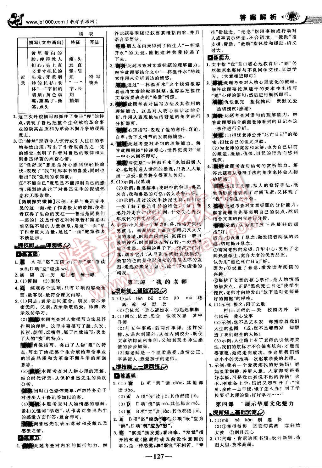 2015年世紀金榜金榜學案七年級語文下冊蘇教版 第2頁