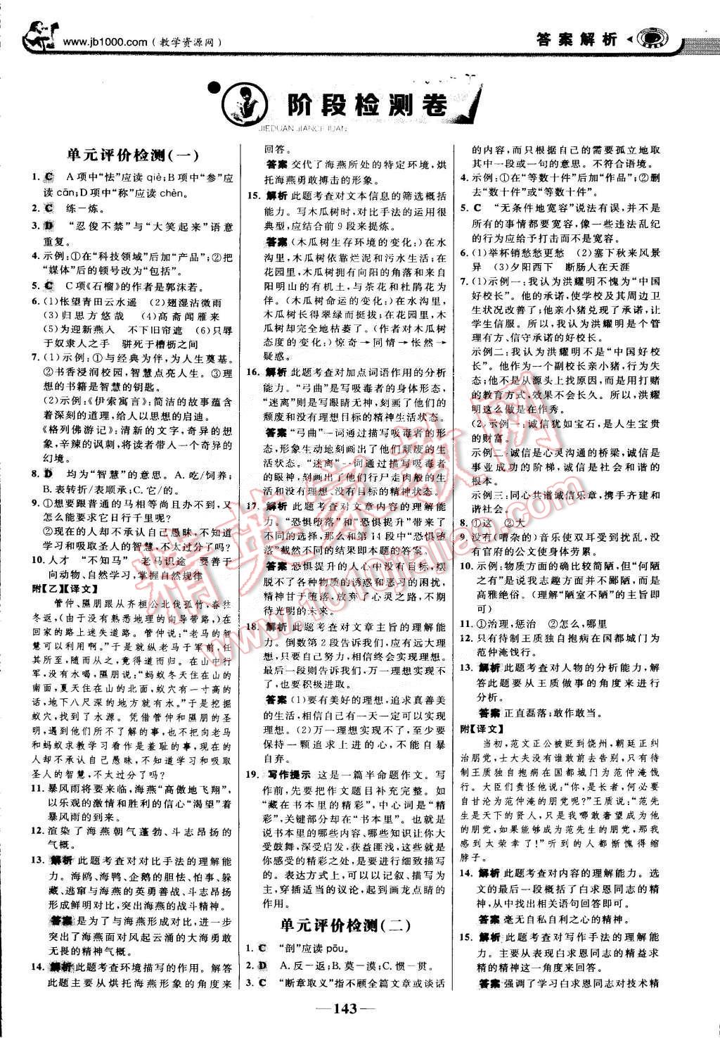 2015年世紀(jì)金榜金榜學(xué)案八年級語文下冊蘇教版 第18頁