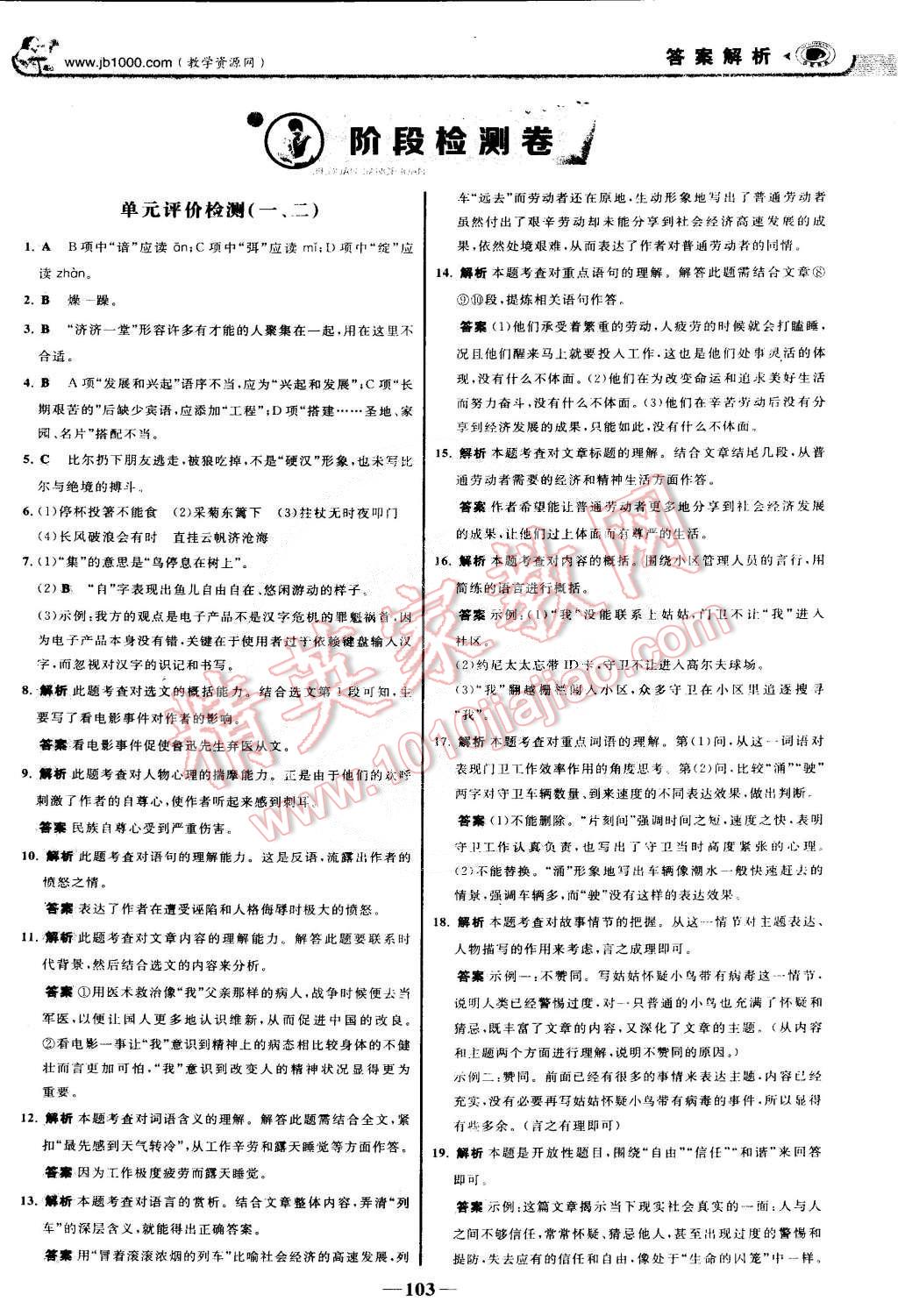 2015年世紀(jì)金榜金榜學(xué)案九年級語文下冊蘇教版 第18頁