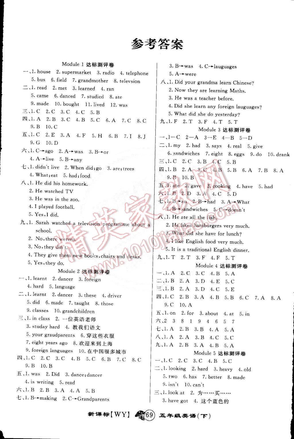 2015年第一好卷沖刺100分五年級(jí)英語(yǔ)下冊(cè)外研版 第1頁(yè)