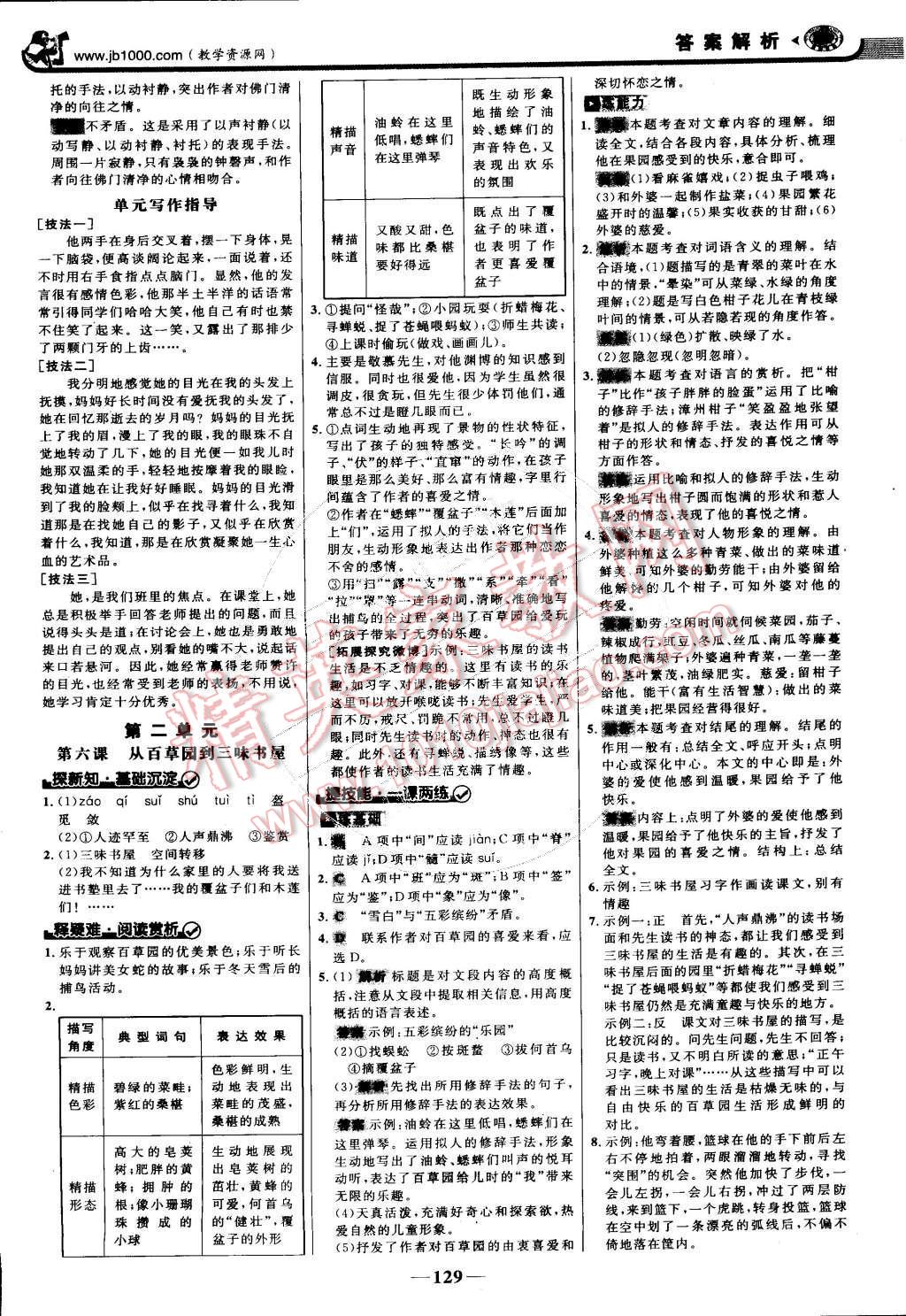 2015年世紀(jì)金榜金榜學(xué)案七年級語文下冊蘇教版 第4頁