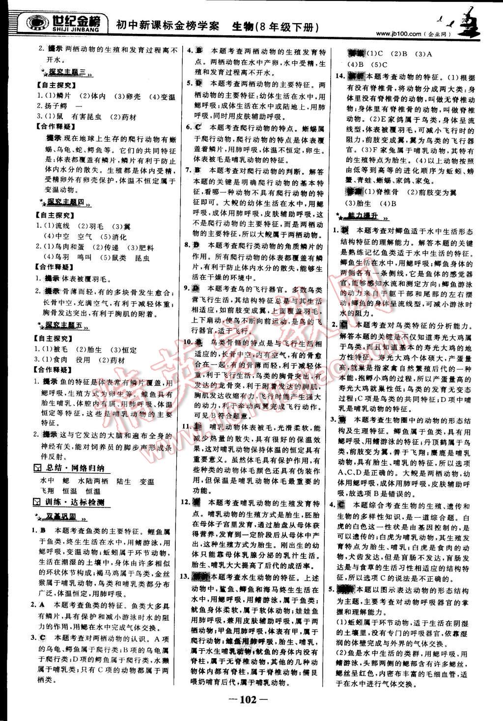 2015年世纪金榜金榜学案八年级生物下册北师大版 第9页