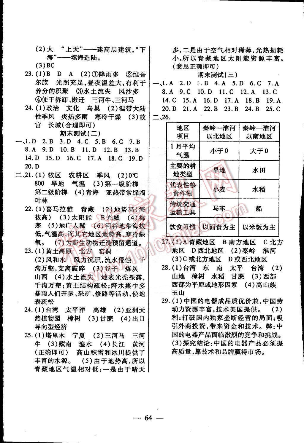 2015年海淀黃岡名師金考卷八年級地理下冊人教版 第4頁