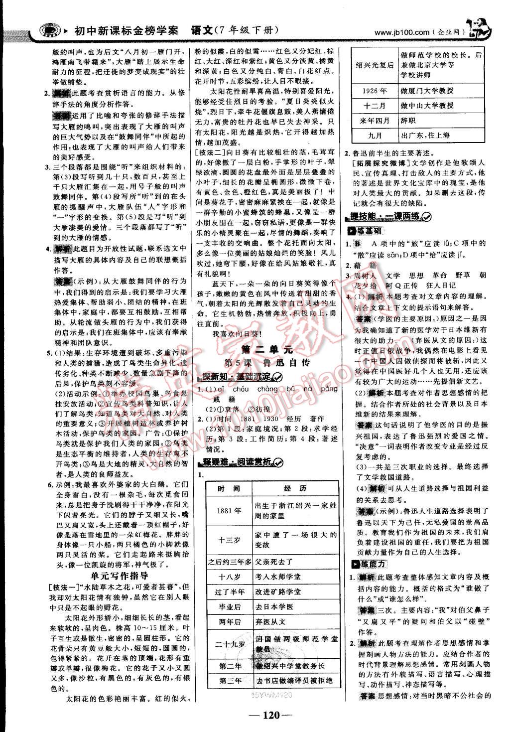 2015年世紀(jì)金榜金榜學(xué)案七年級語文下冊語文版 第3頁