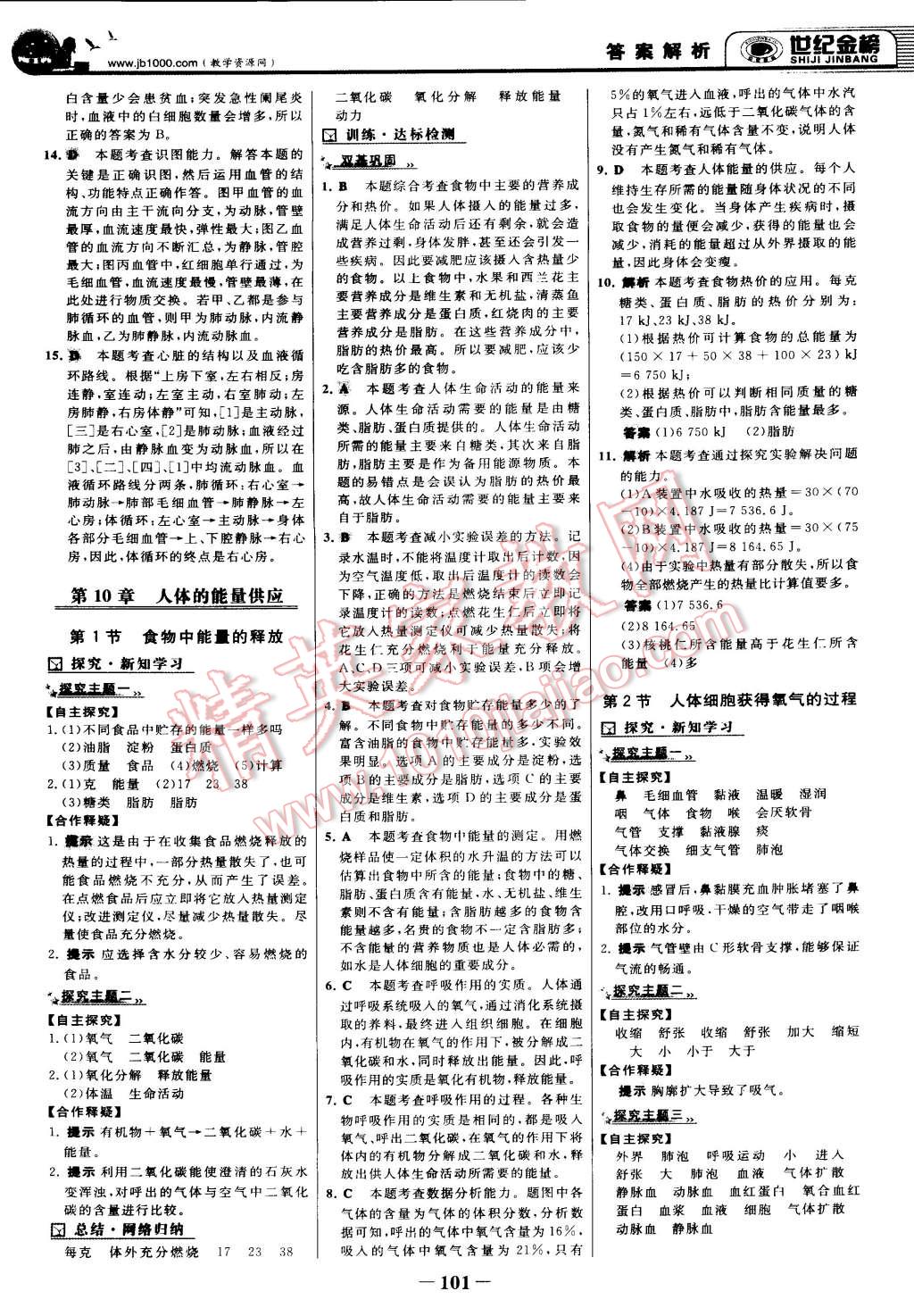 2015年世纪金榜金榜学案七年级生物下册北师大版 第8页