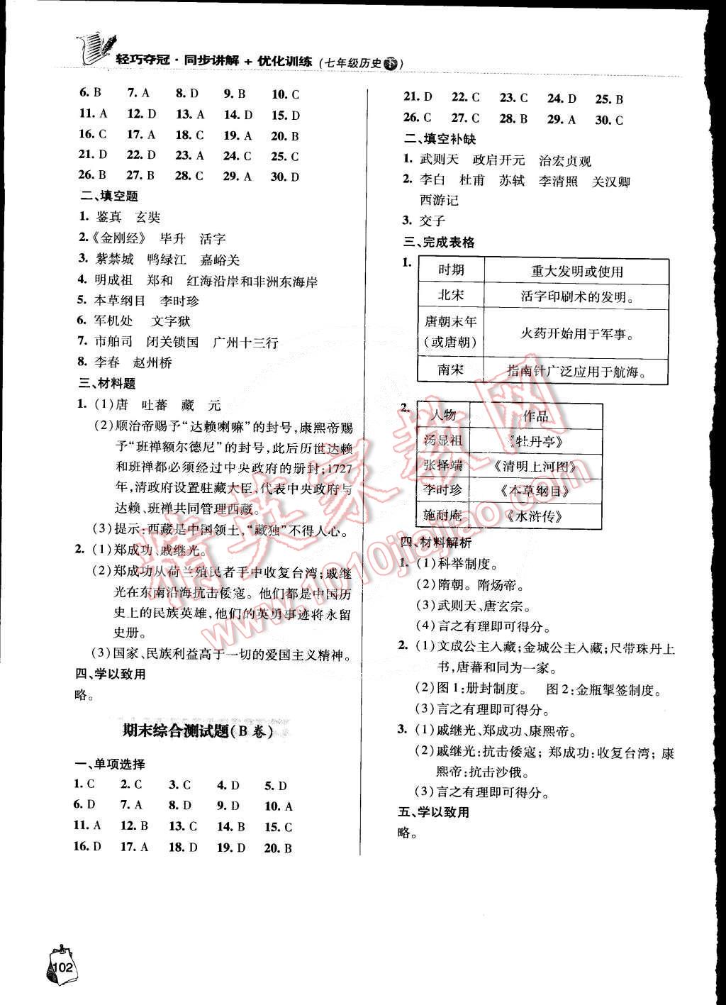 2015年輕巧奪冠同步講解加優(yōu)化訓練七年級歷史下冊青島專用 第10頁