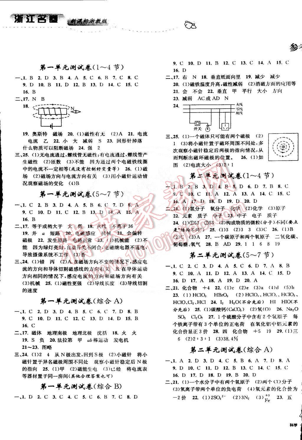 2015年浙江名卷八年级科学下册浙教版 第1页