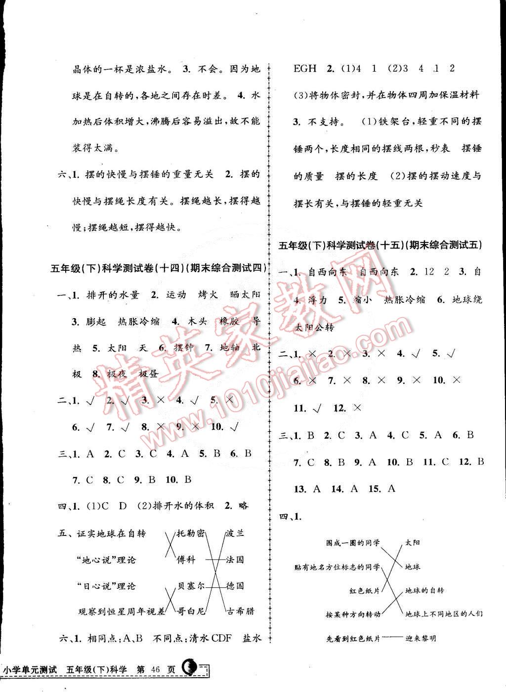 2015年孟建平小學(xué)單元測試五年級科學(xué)下冊教科版 第8頁