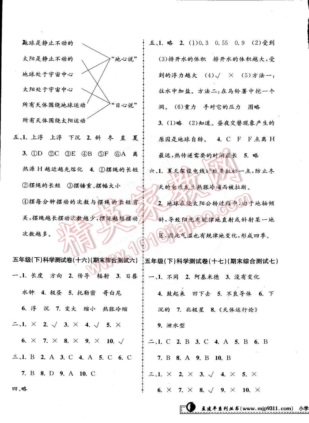 2015年孟建平小學(xué)單元測(cè)試五年級(jí)科學(xué)下冊(cè)教科版 第9頁(yè)