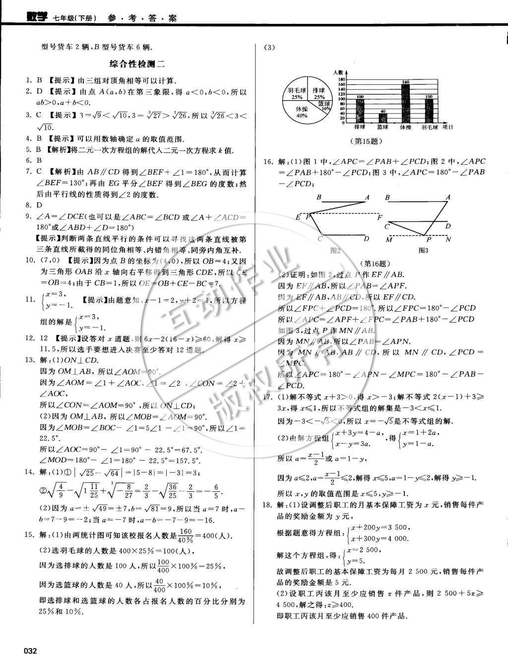 2015年學(xué)習(xí)質(zhì)量監(jiān)測七年級數(shù)學(xué)下冊人教版 第96頁