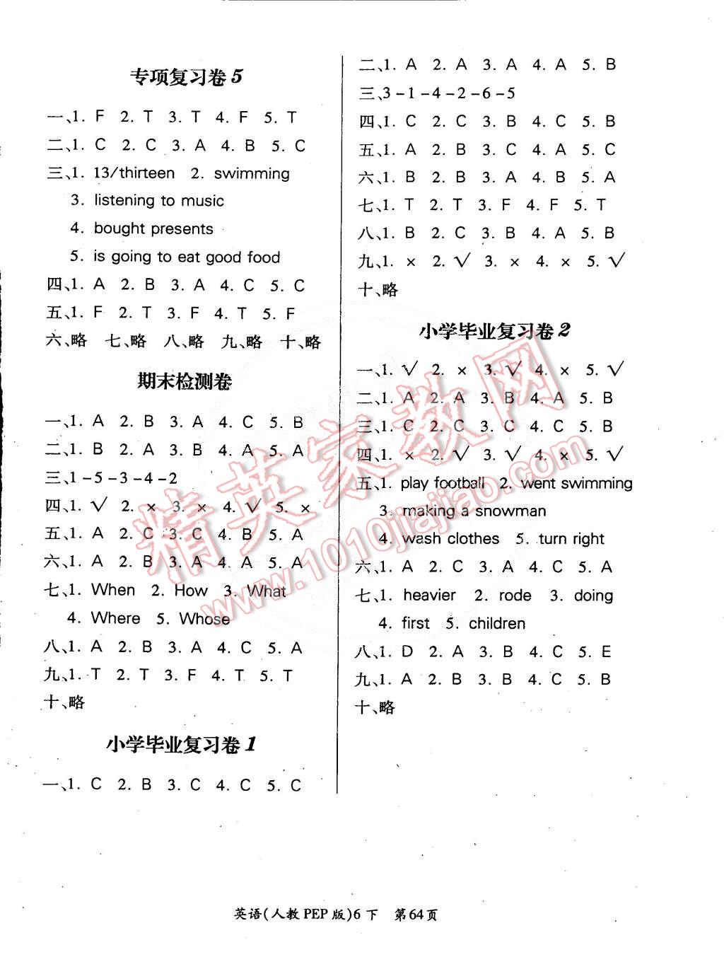 2015年單元檢測(cè)創(chuàng)新評(píng)價(jià)六年級(jí)英語(yǔ)下冊(cè)人教PEP版 第8頁(yè)