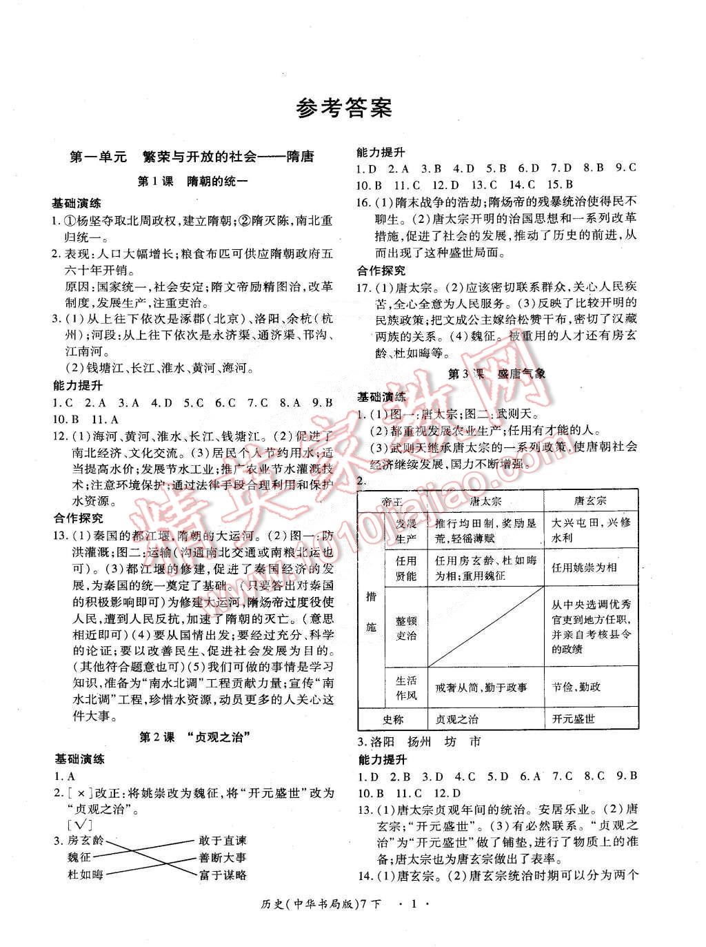 2015年一課一練創(chuàng)新練習(xí)七年級歷史下冊中華書局版 第1頁