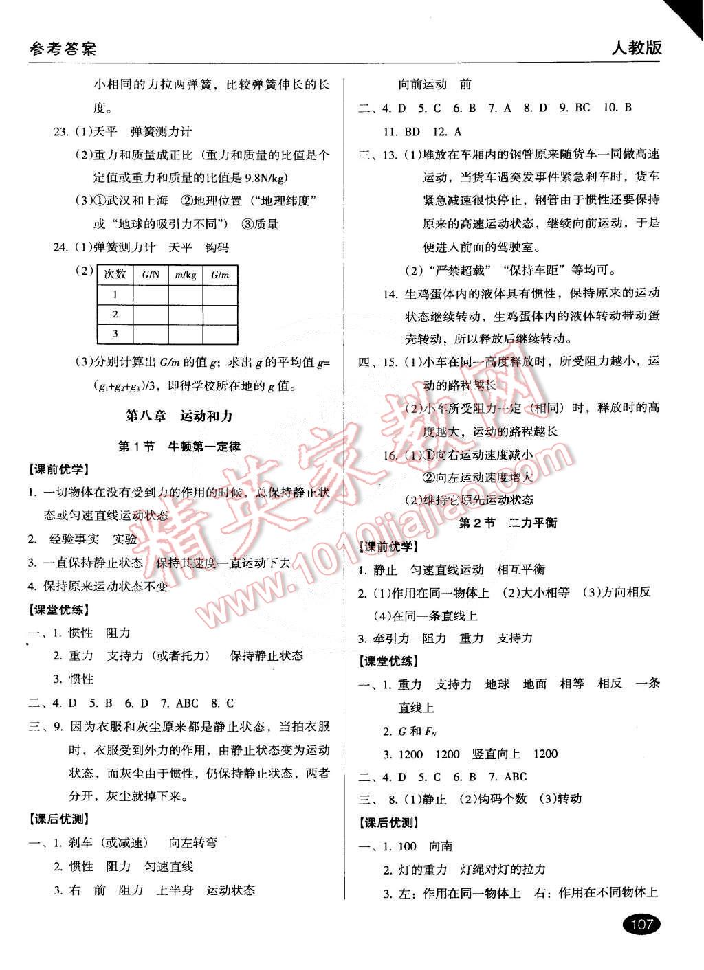 2015年全優(yōu)點(diǎn)練課計劃八年級物理下冊人教版 第4頁