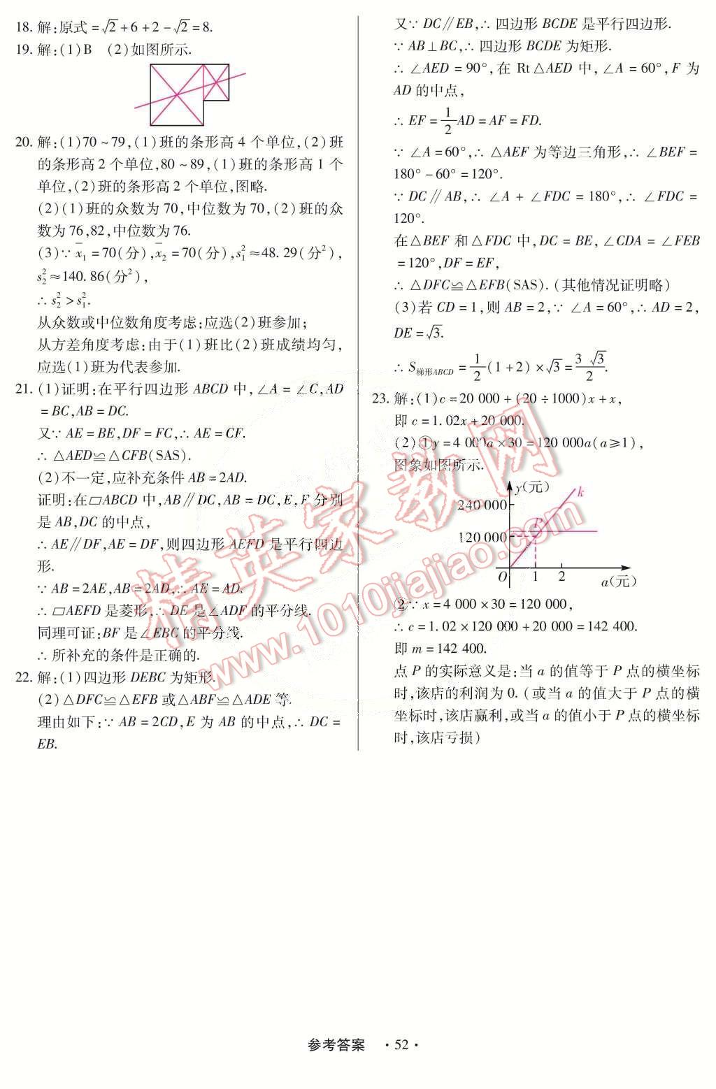 2015年一課一練創(chuàng)新練習(xí)八年級數(shù)學(xué)下冊人教版 第52頁