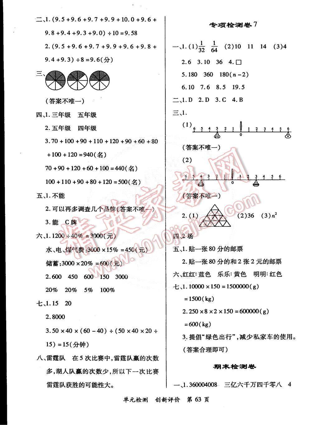 2015年單元檢測創(chuàng)新評價六年級數(shù)學(xué)下冊人教版 第7頁