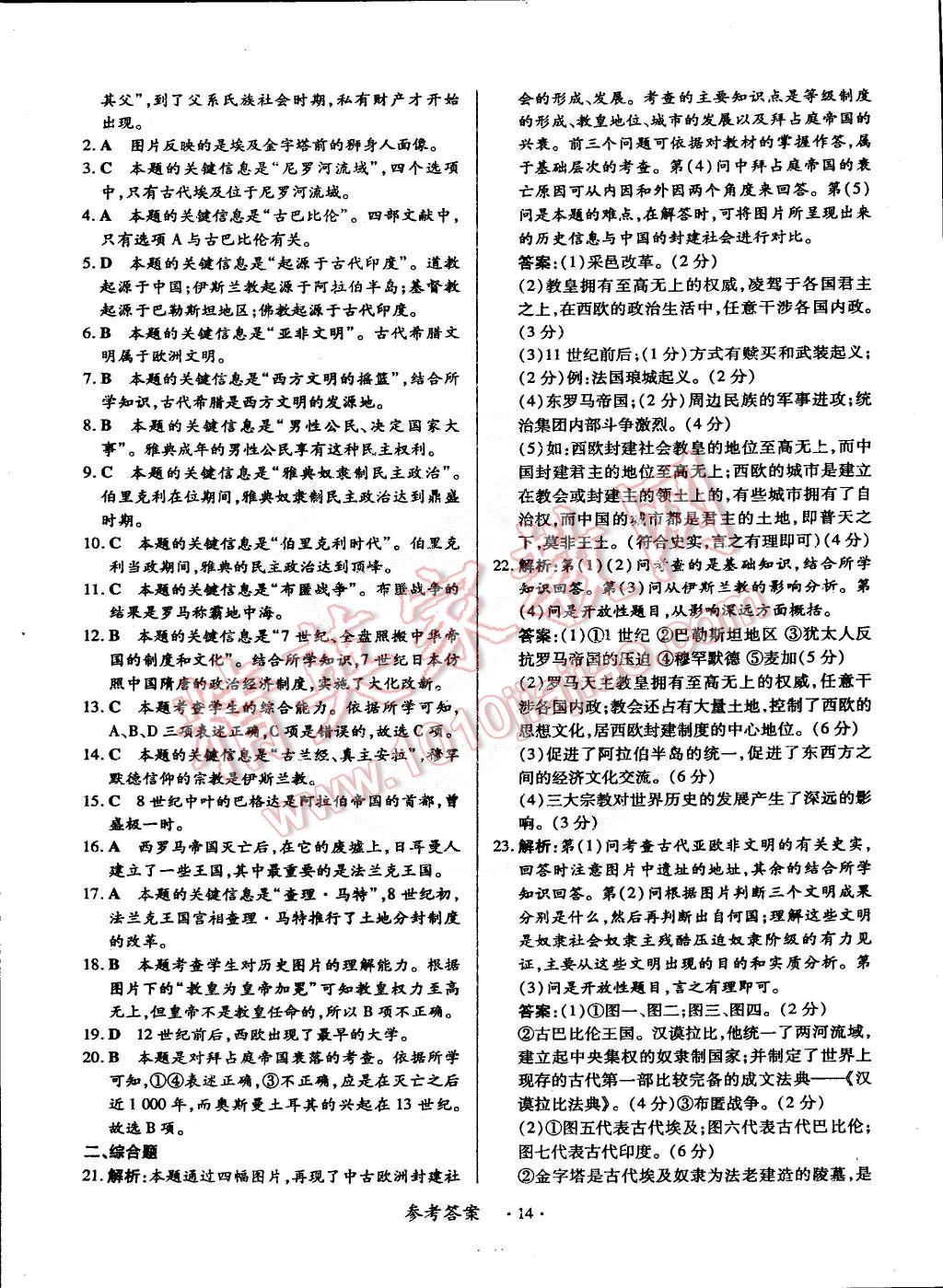 2014年一课一练创新练习九年级历史全一册华师大版 第14页