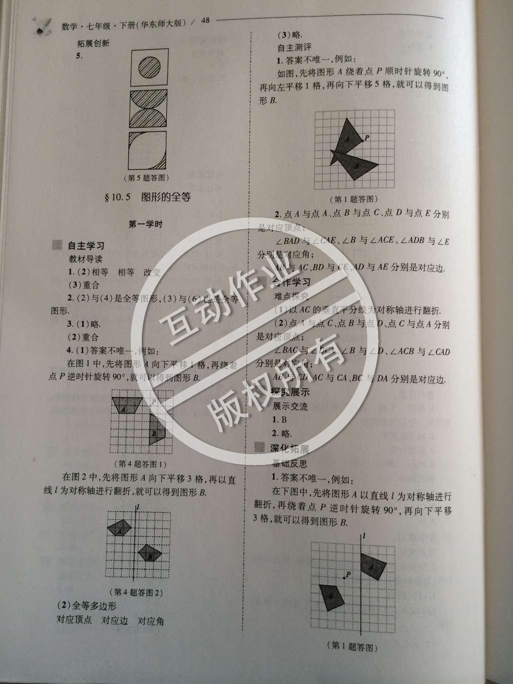 2015年新课程问题解决导学方案七年级数学下册华东师大版 第十章 轴对称、平移与旋转第76页