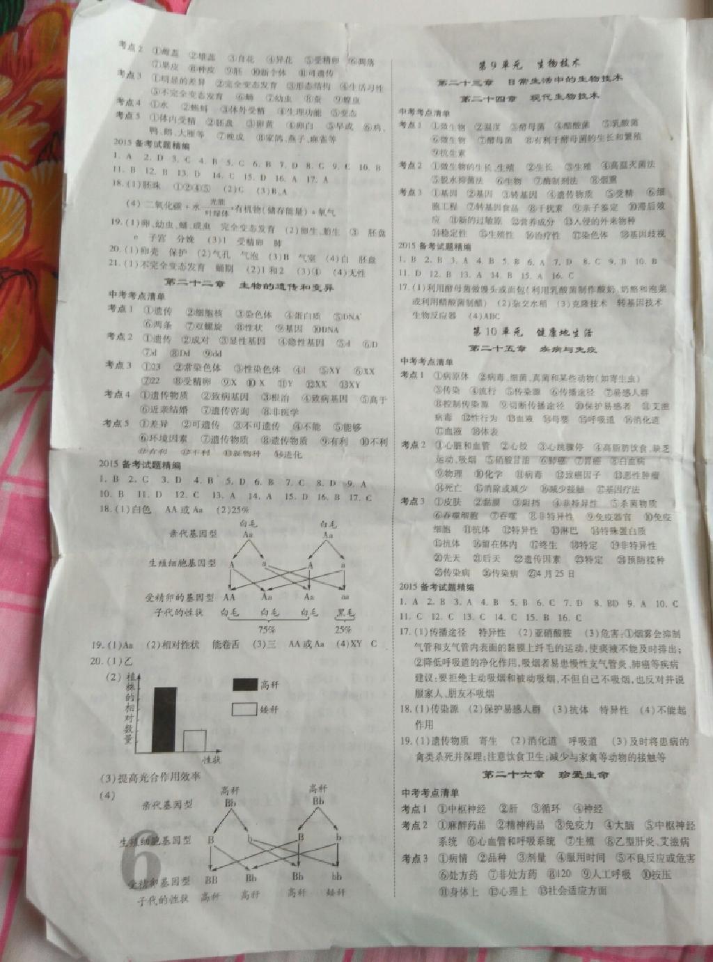 2015年中考面對面初中學業(yè)水平考試生物第11年第11版蘇教版 第6頁