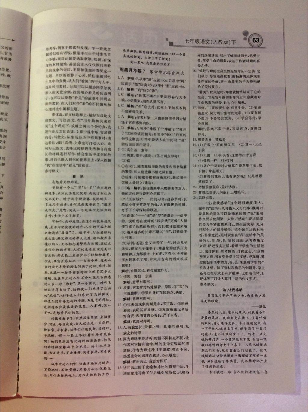 2015年輕巧奪冠周測(cè)月考直通中考七年級(jí)語(yǔ)文下冊(cè)人教版 第31頁(yè)