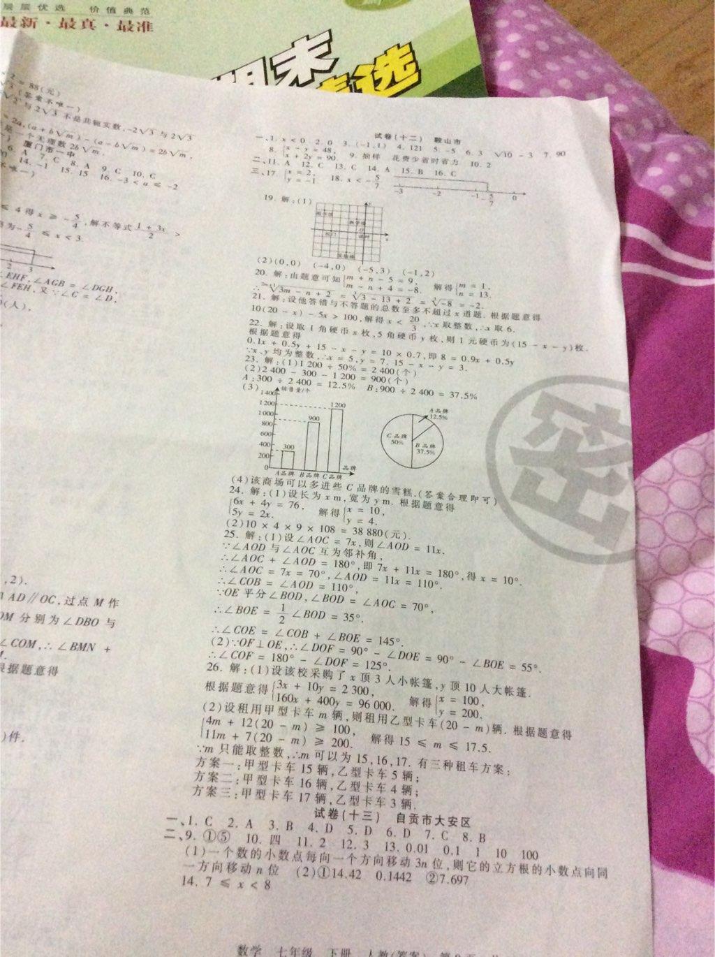 2015年王朝霞各地期末試卷精選七年級數(shù)學(xué)下冊人教版 第9頁