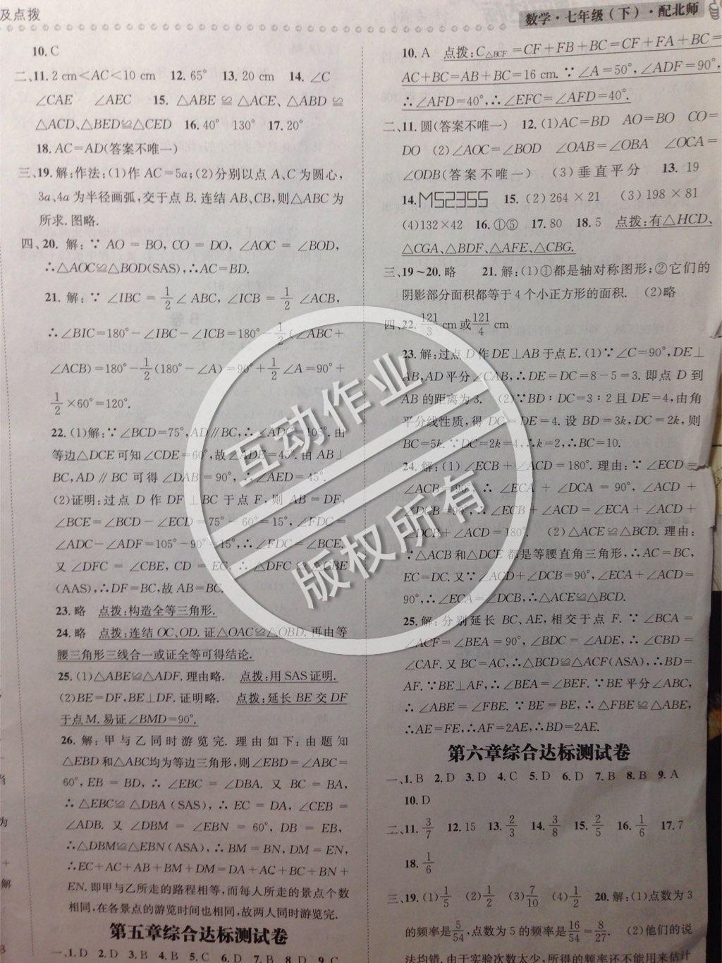 2015年課時達(dá)標(biāo)練與測七年級數(shù)學(xué)下冊北師大版 第30頁