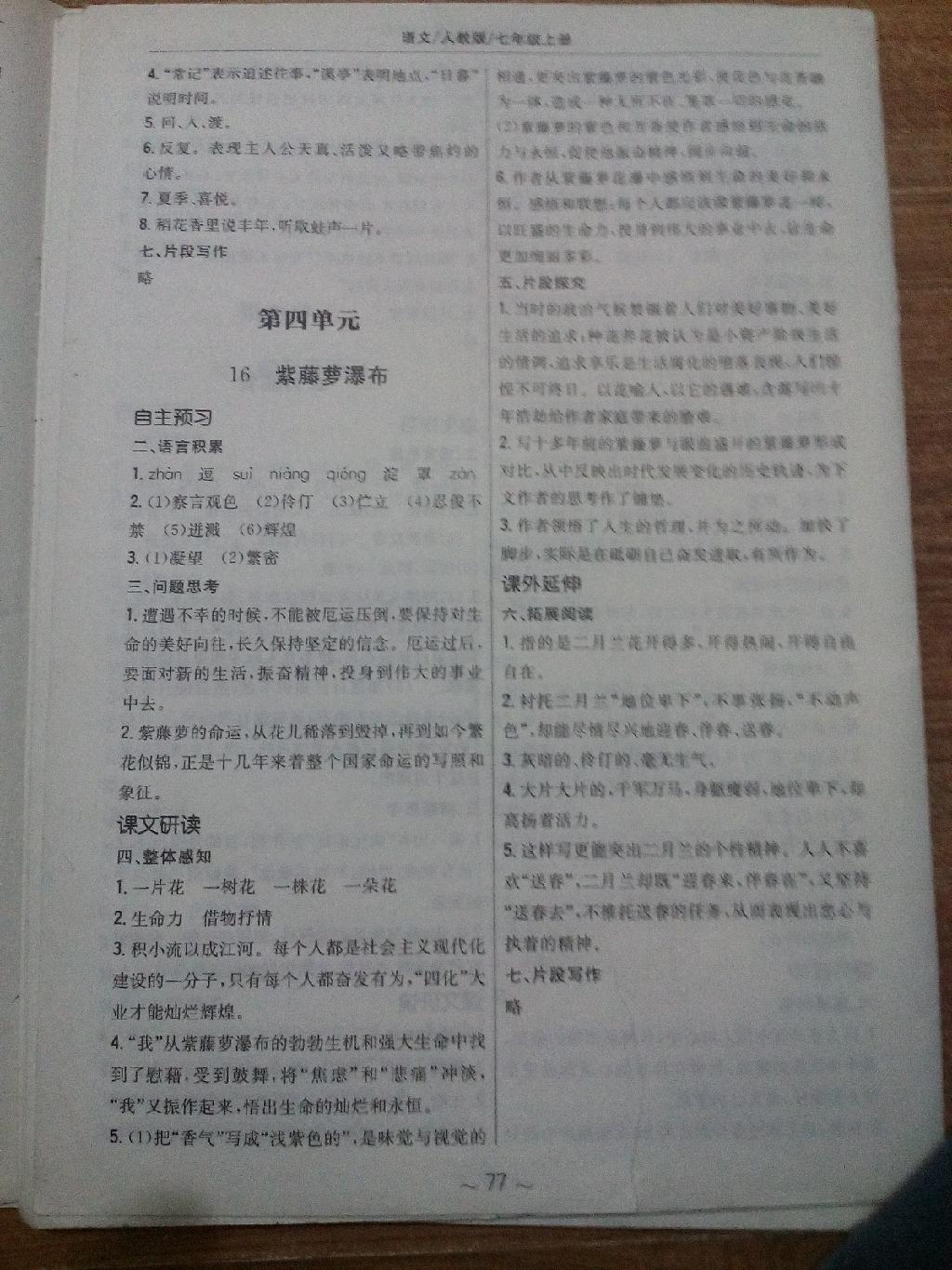 2014年新編基礎(chǔ)訓(xùn)練七年級語文上冊人教版 第17頁