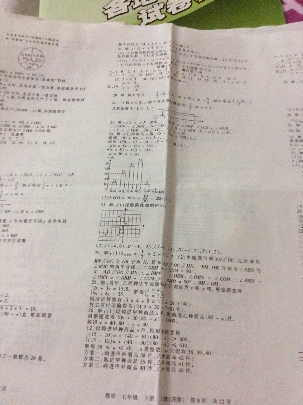 2015年王朝霞各地期末試卷精選七年級(jí)數(shù)學(xué)下冊(cè)人教版 第8頁(yè)