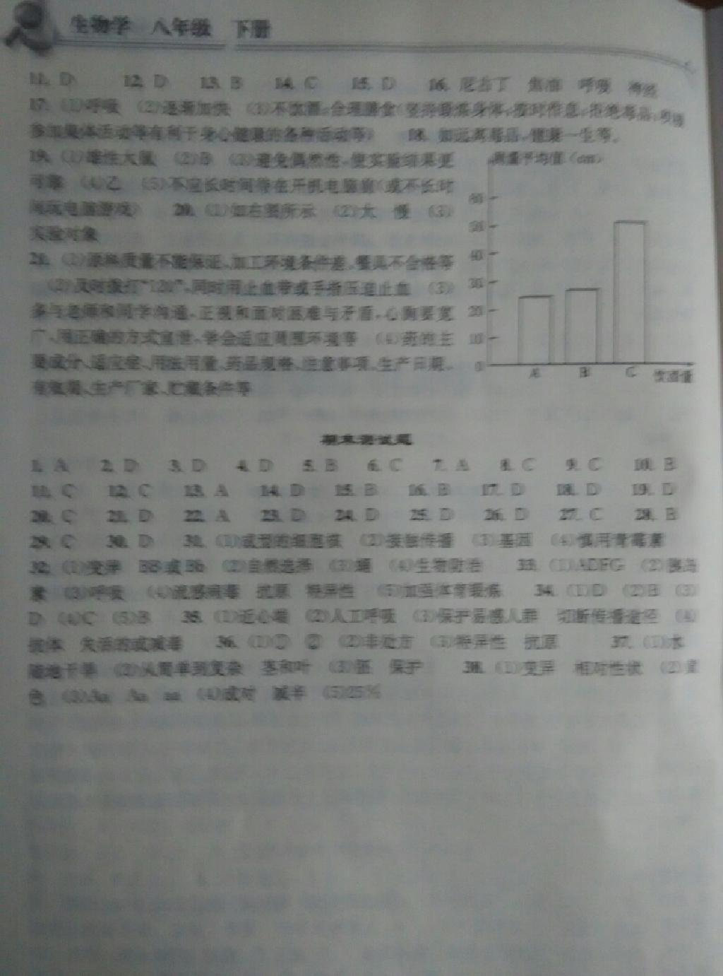 2015年长江作业本同步练习册八年级生物学下册人教版 第24页