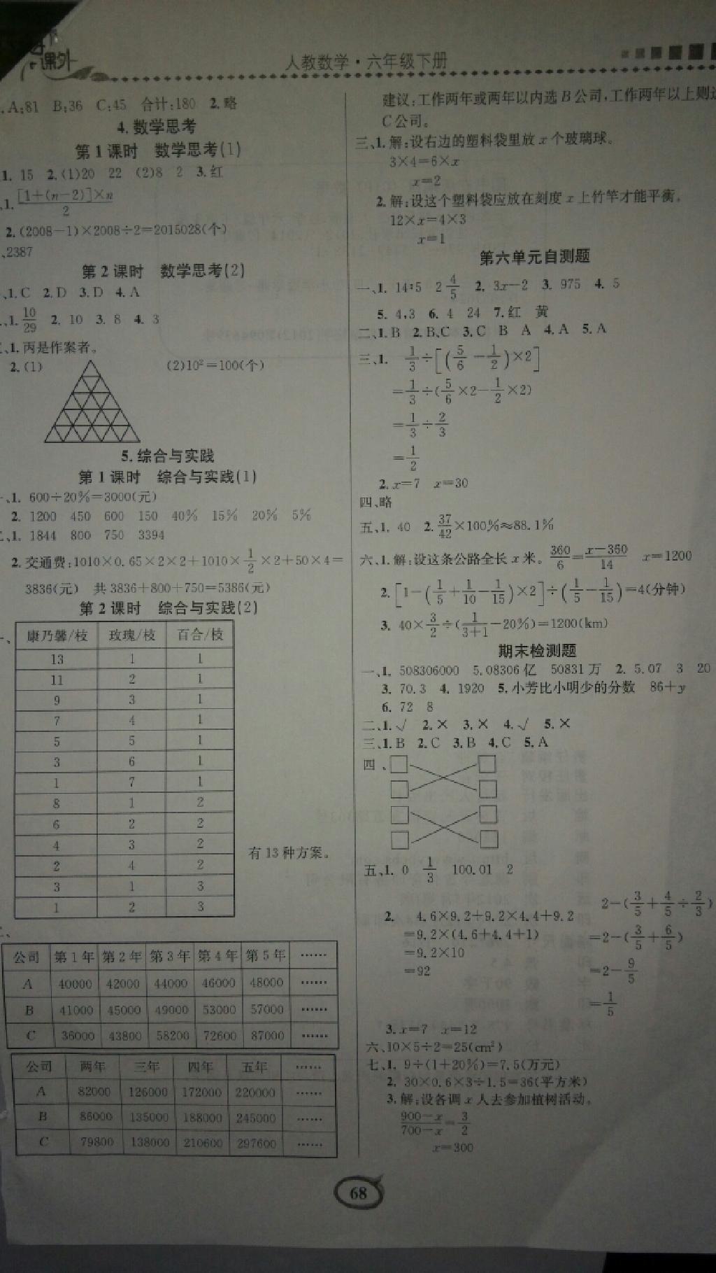 2015年課內(nèi)課外三維創(chuàng)優(yōu)快樂練六年級數(shù)學(xué)下冊人教版 第15頁