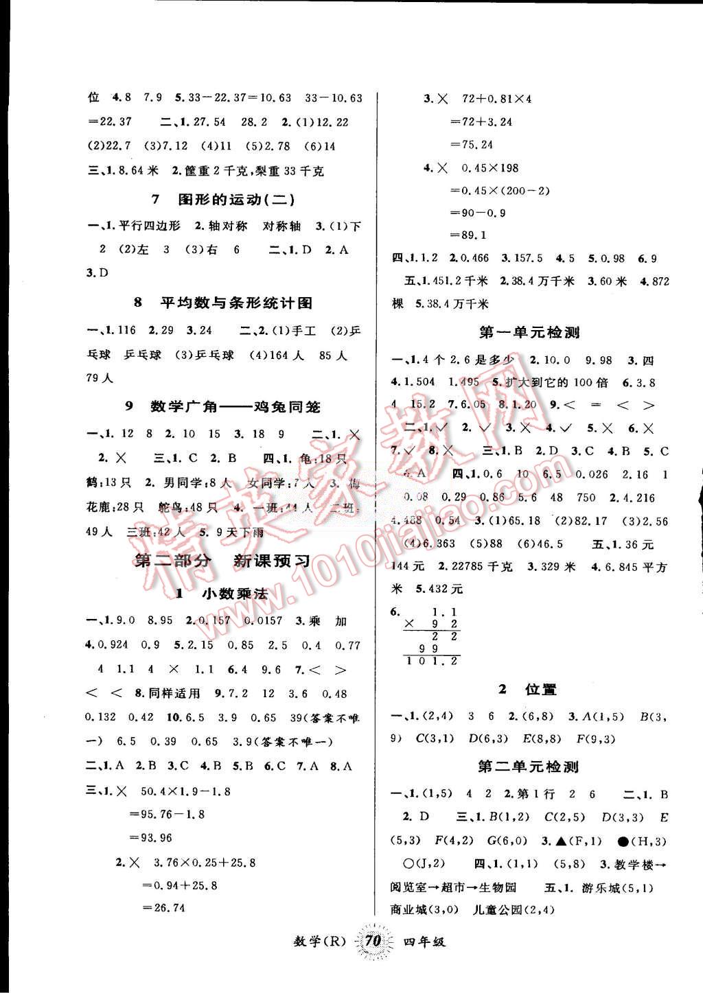 2015年暑假创新型自主学习第三学期暑假衔接四年级数学人教版 第2页