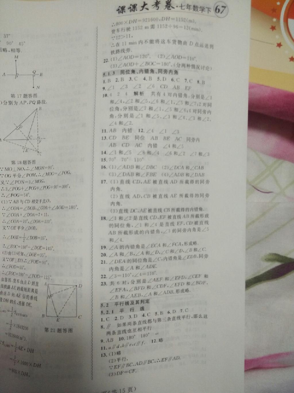 2015年北大綠卡課課大考卷七年級數(shù)學下冊人教版 第21頁