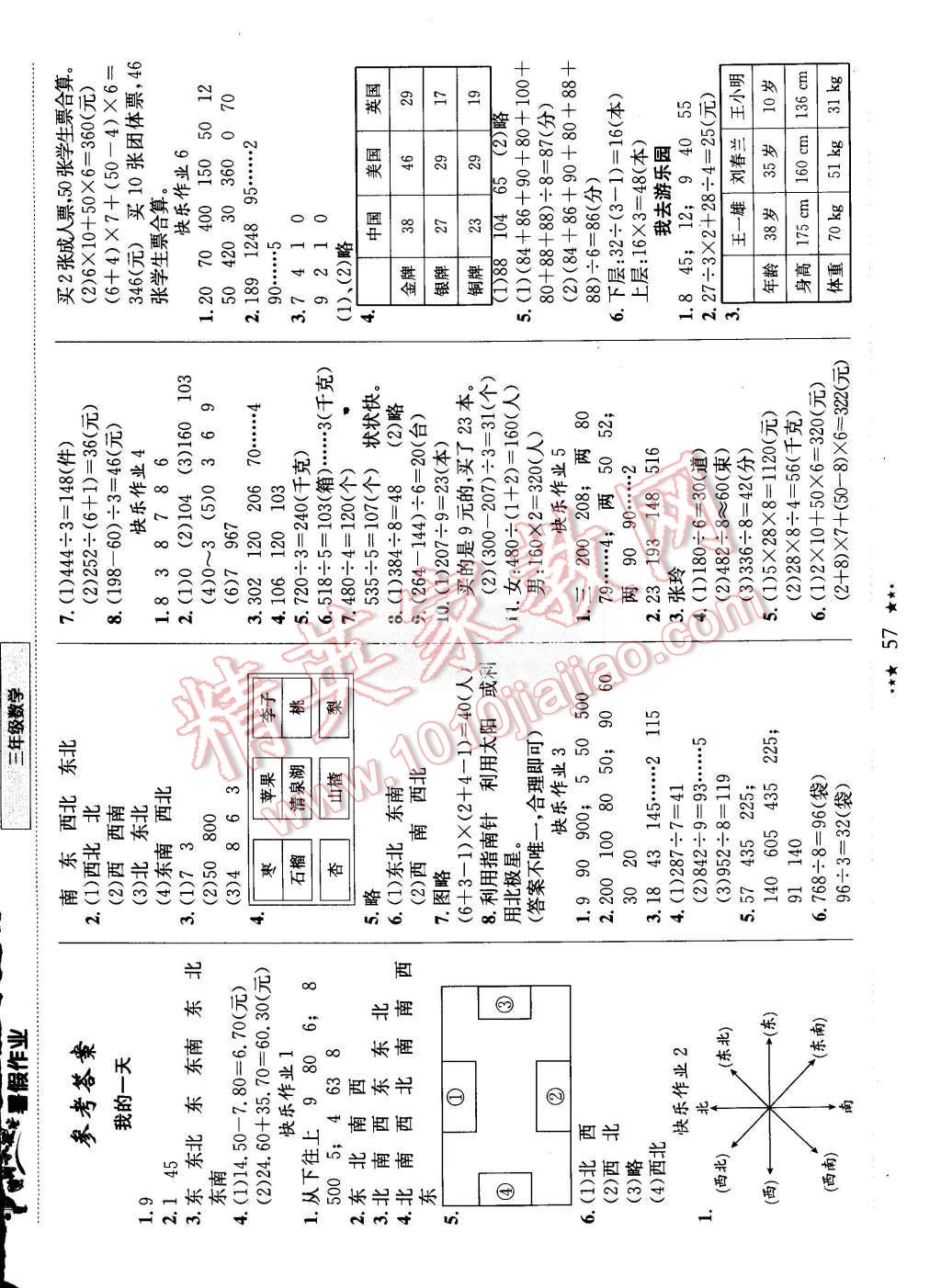 2015年黄冈小状元暑假作业三年级数学 第1页