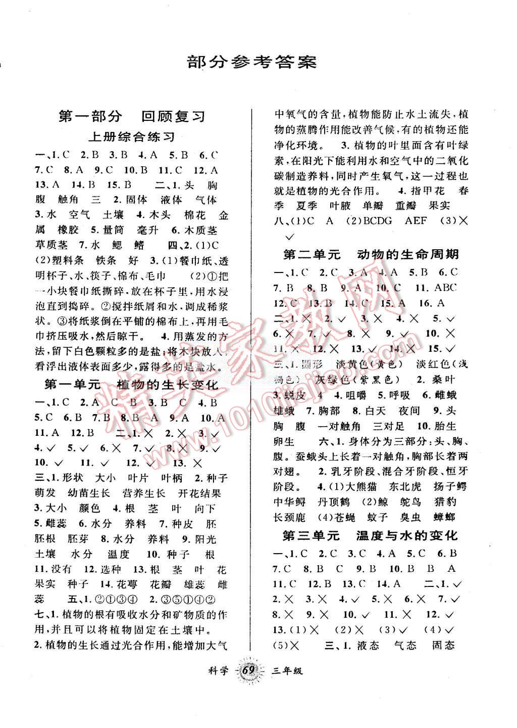 2015年暑假创新型自主学习第三学期暑假衔接三年级科学教科版 第1页