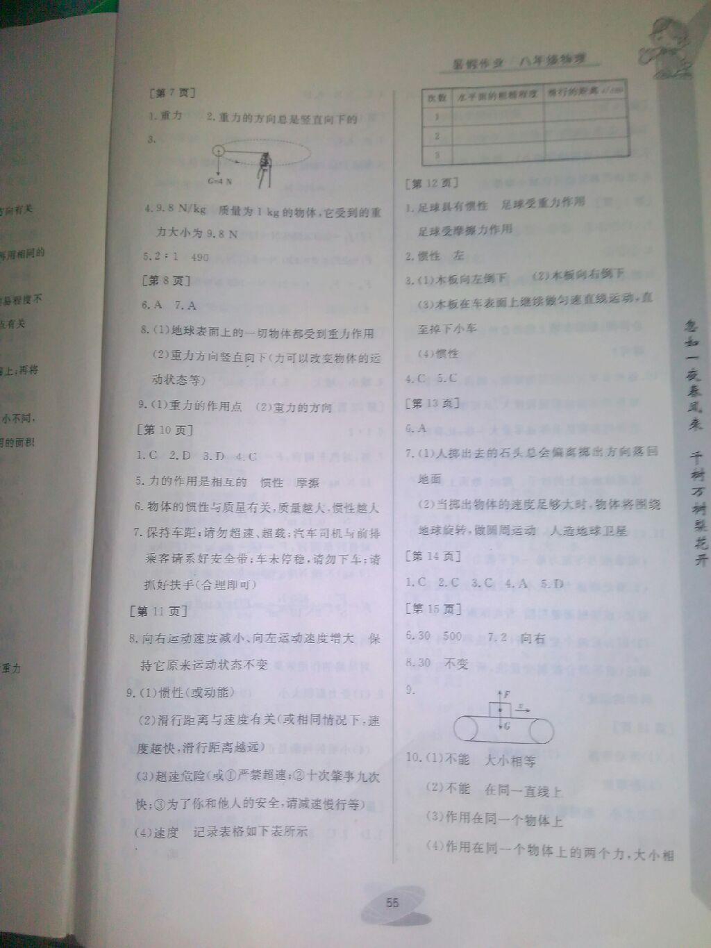 2015年暑假作业八年级物理华中科技大学出版社 第2页