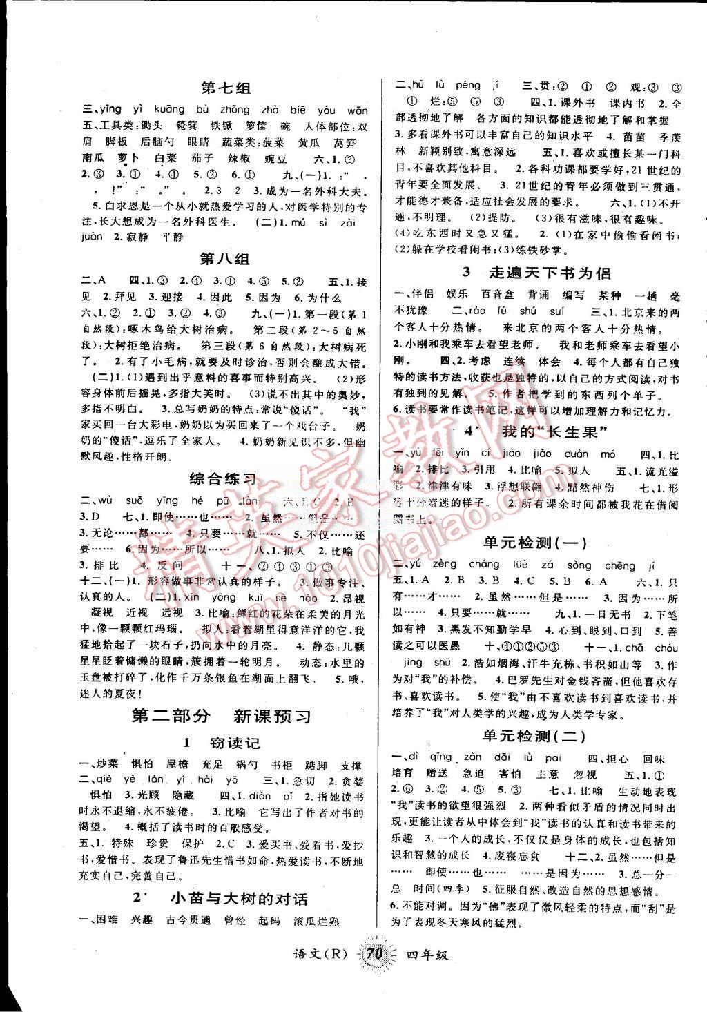 2015年暑假创新型自主学习第三学期暑假衔接四年级语文人教版 第2页