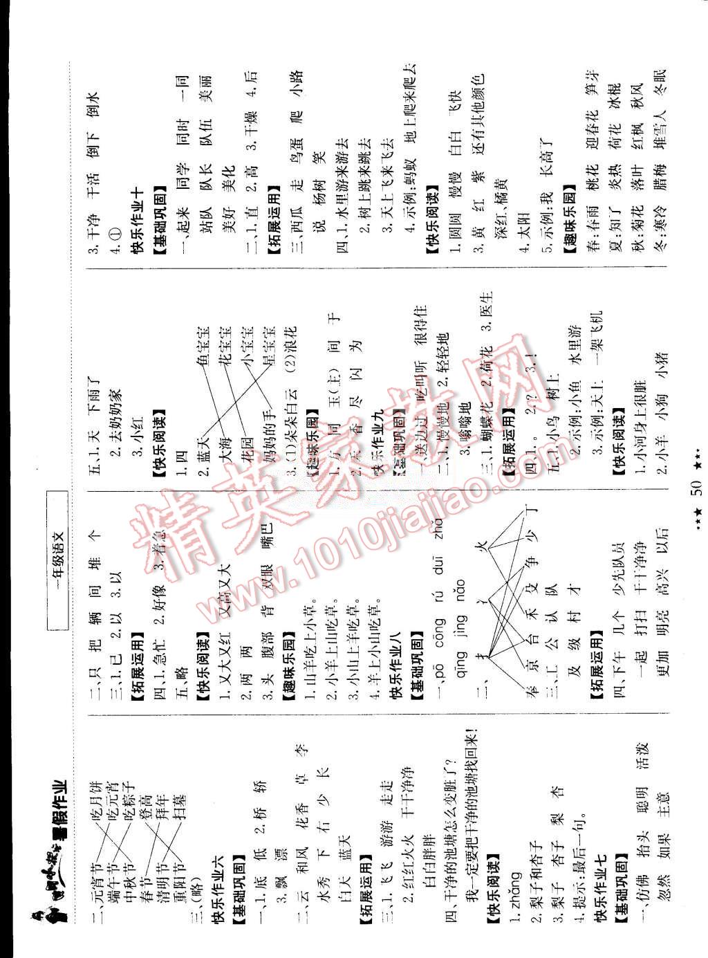 2015年黄冈小状元暑假作业一年级语文 第2页