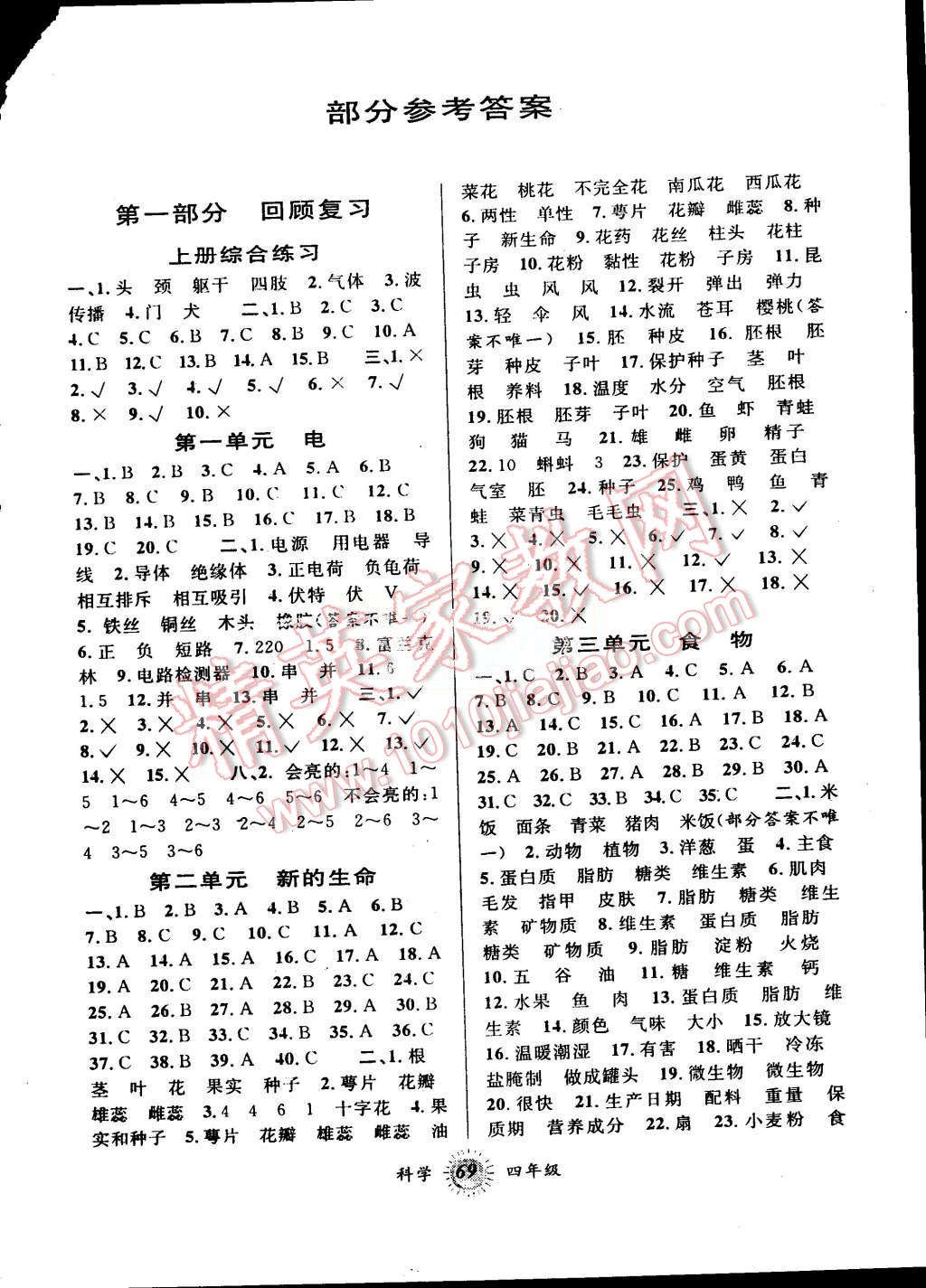 2015年暑假创新型自主学习第三学期暑假衔接四年级科学教科版 第1页