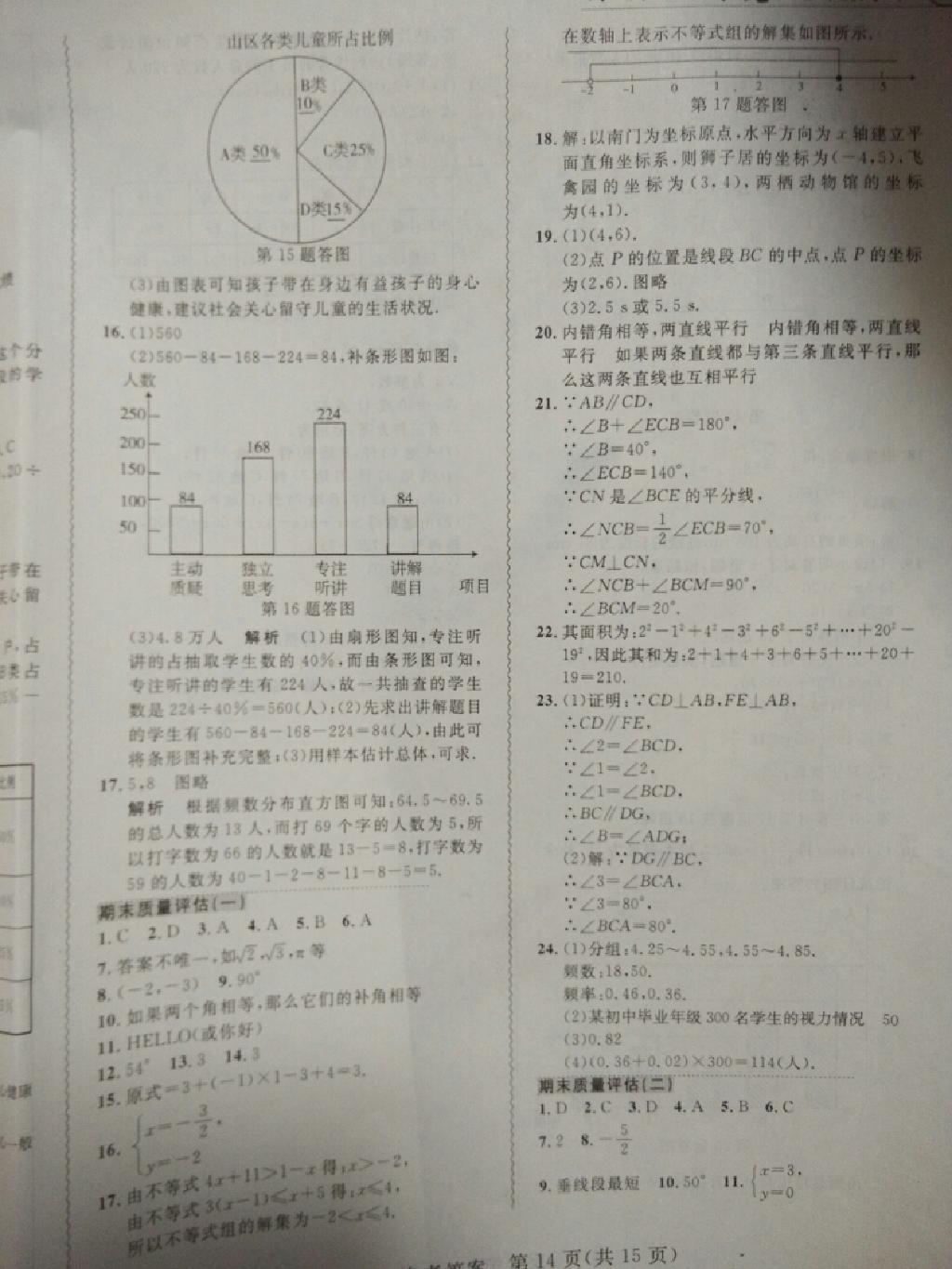 2015年北大綠卡課課大考卷七年級數(shù)學下冊人教版 第33頁