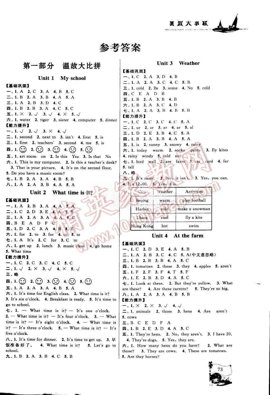 2015年小學(xué)版暑假大串聯(lián)四年級(jí)英語(yǔ)人教PEP版 第1頁(yè)