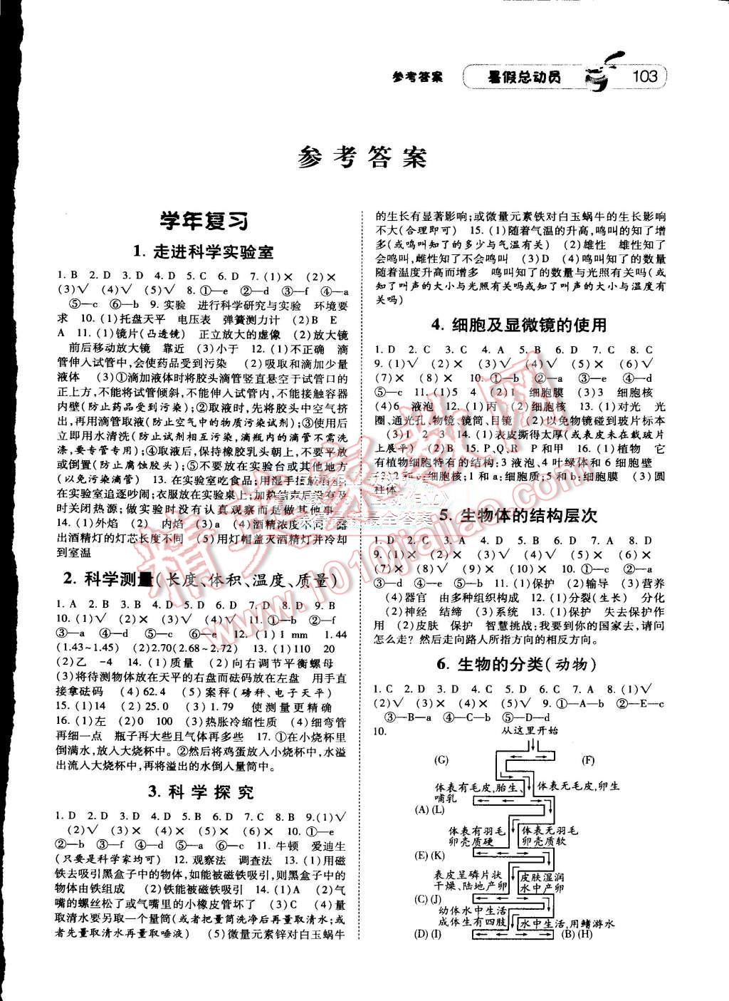 2015年暑假总动员七年级科学浙教国标版 第1页