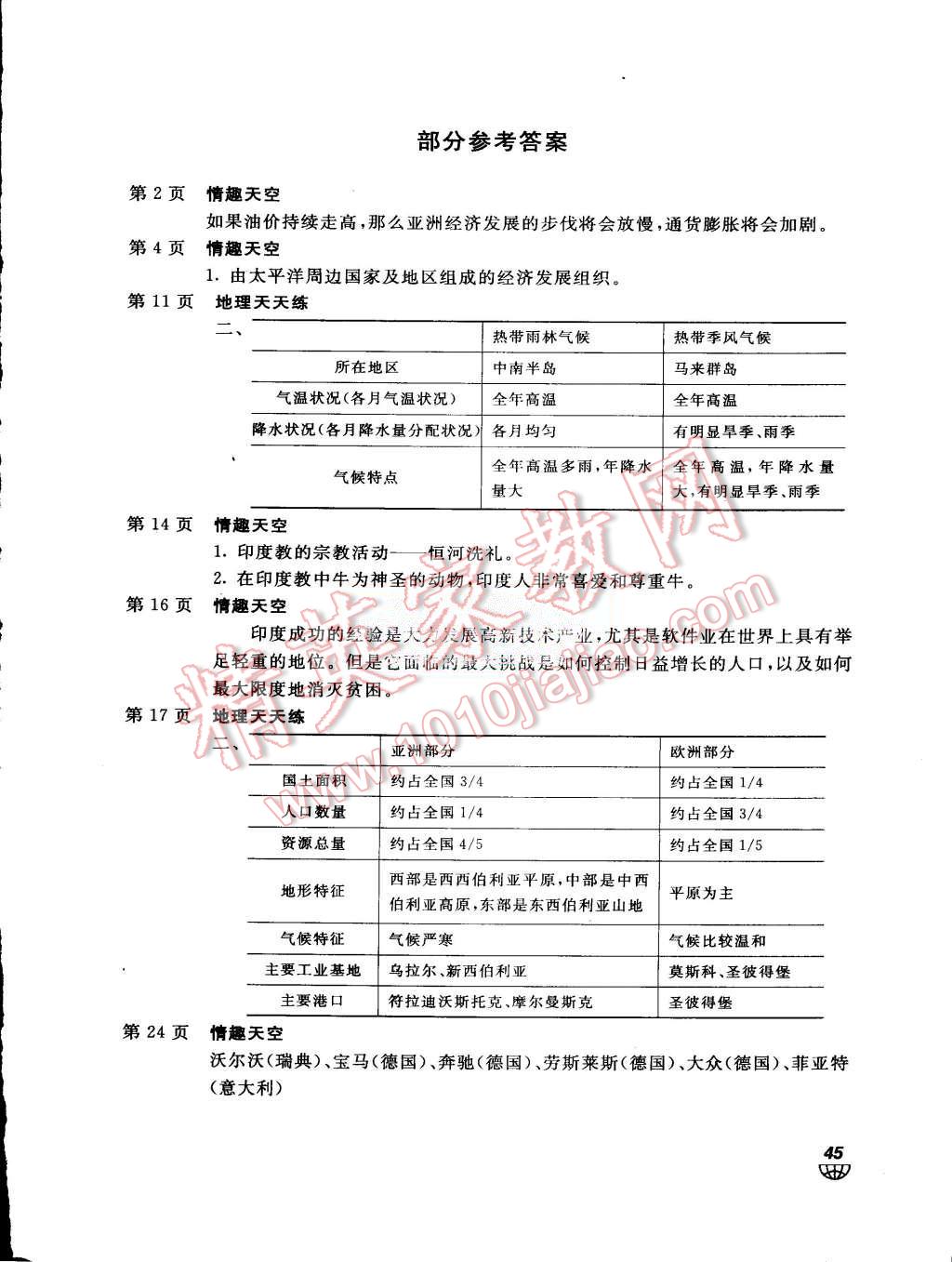 2015年新课堂假期生活暑假生活七年级地理北京教育出版社 第1页