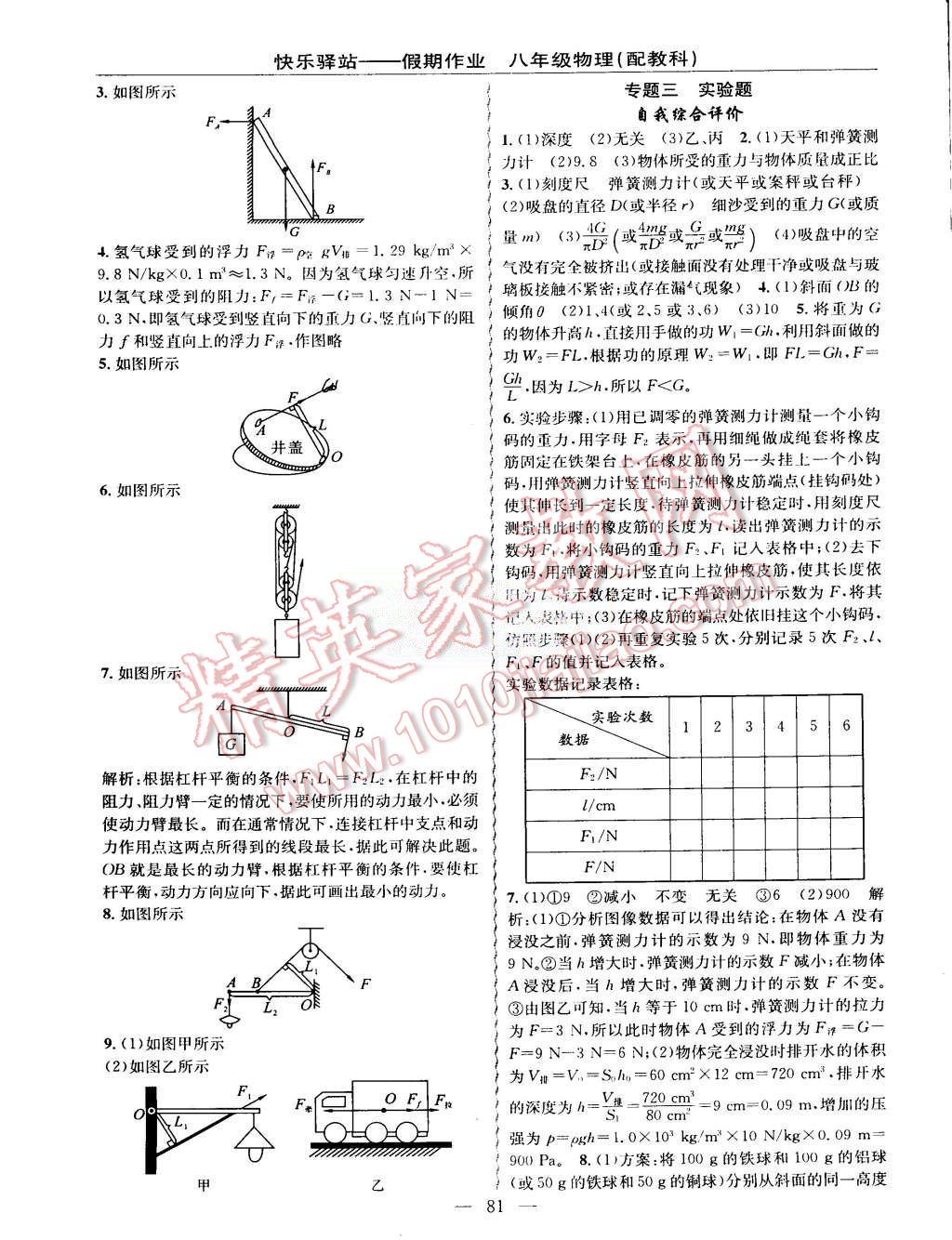 2015年期末暑假銜接快樂驛站假期作業(yè)八年級物理教科版 第5頁