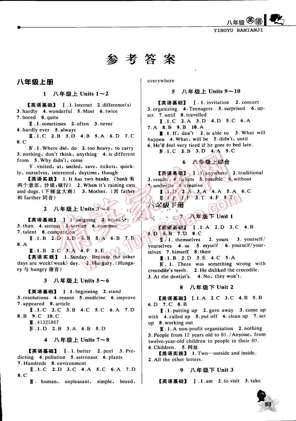 2016年藍天教育暑假優(yōu)化學(xué)習(xí)八年級英語人教版 第1頁