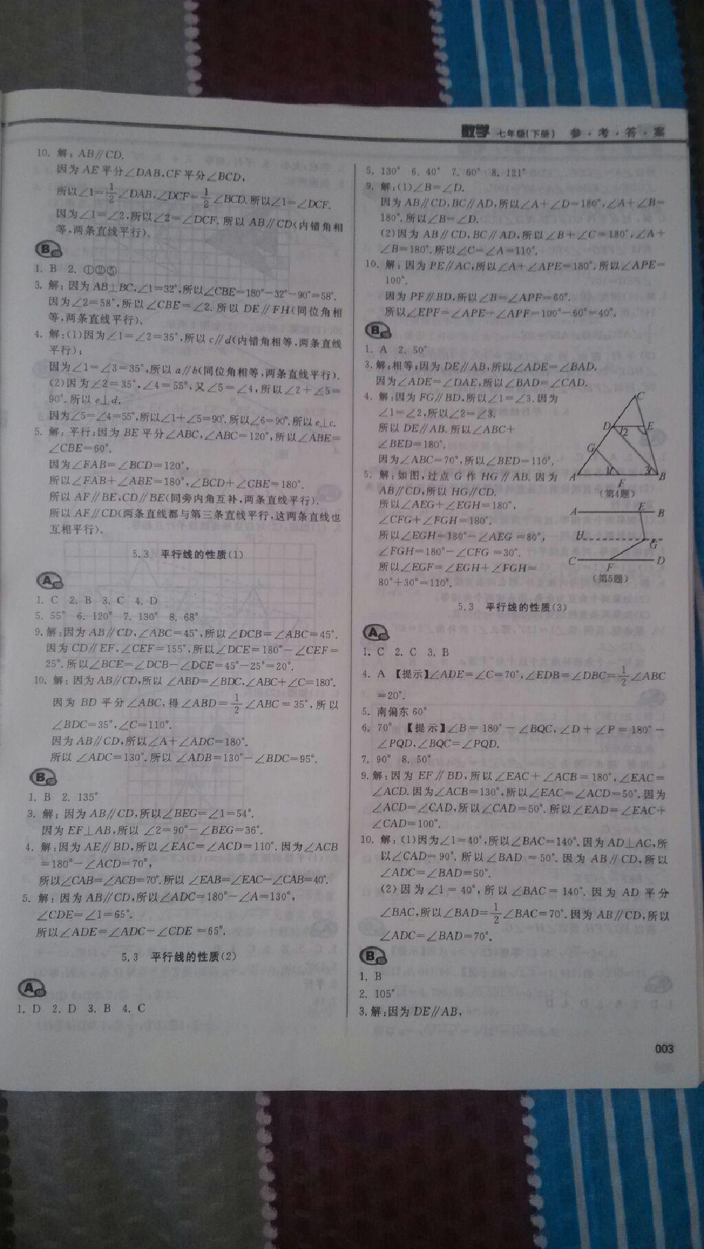 2015年学习质量监测七年级数学下册人教版 第99页