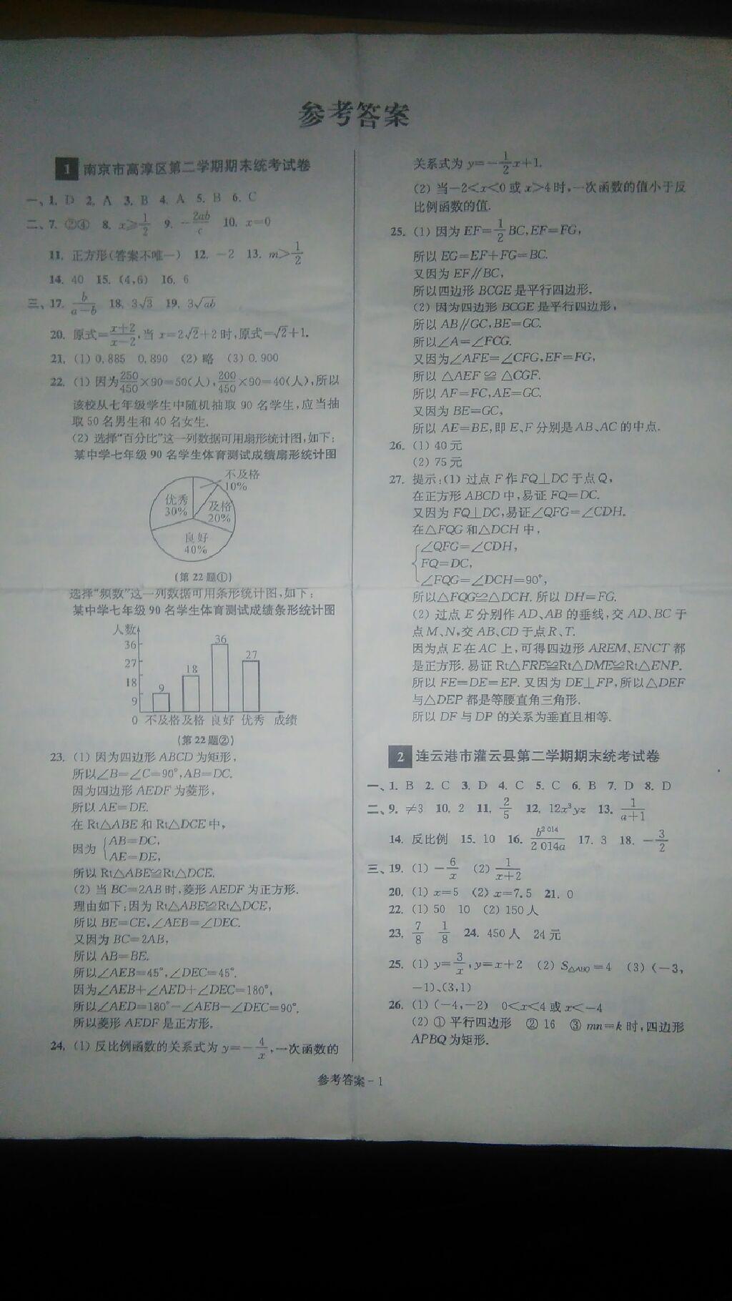 2015年名牌中學(xué)期末突破一卷通八年級數(shù)學(xué)下冊蘇科版 第1頁